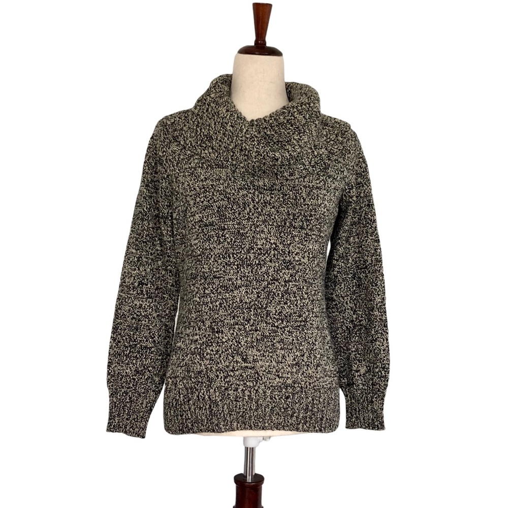 Lauren Ralph Lauren Women’s Chunky Cowl Neck Pullover Sweater, Black Tan Medium